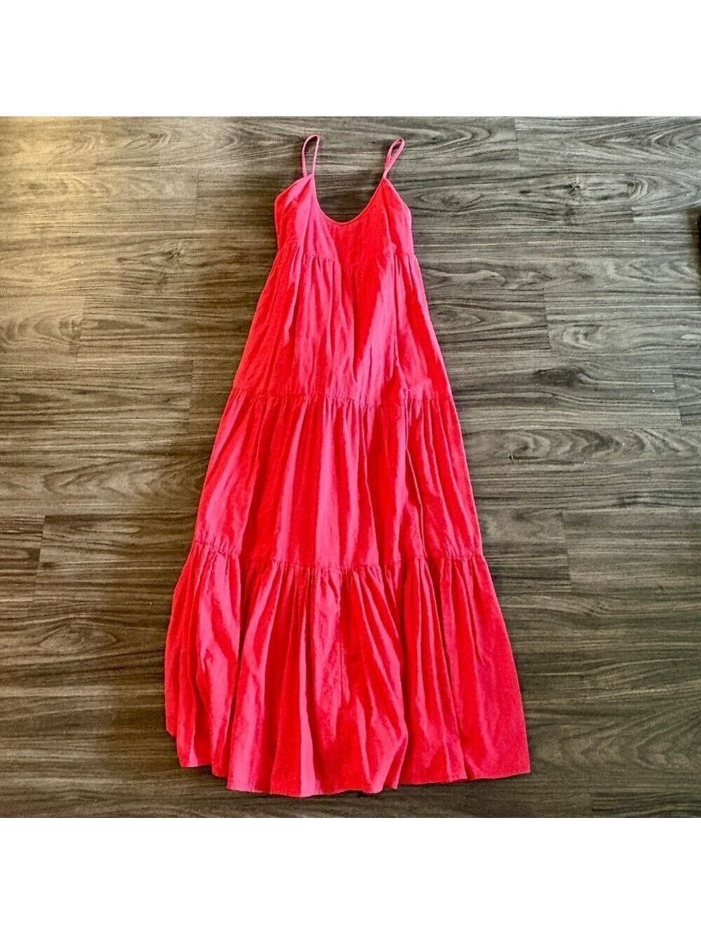 Billabong Dance Away Red Cotton Maxi Dress V-neckline - Picture 2 of 11